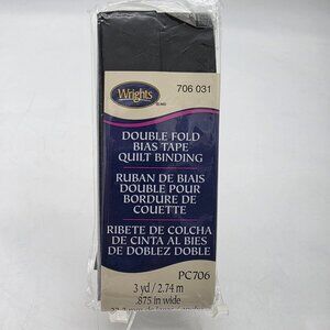 Wrights Double Fold Bias Tape Quilt Binding Black 3 Yards 0.875" Wide